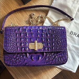 Brahmin Glossy Purple Croc-Embossed Chain Crossbody